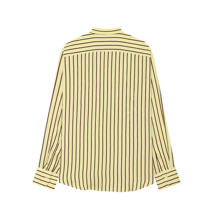 Women's Striped Oversized Blouse with Stand Collar and Chest Pocket Mune Fashion
