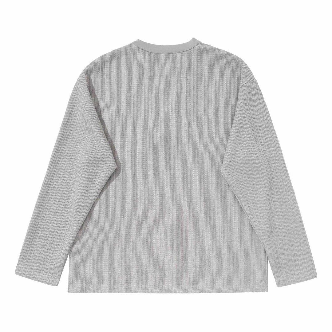 Unisex Structured Waffle Henley Shirt with Straight Hem and Oversized Silhouette Mune Fashion