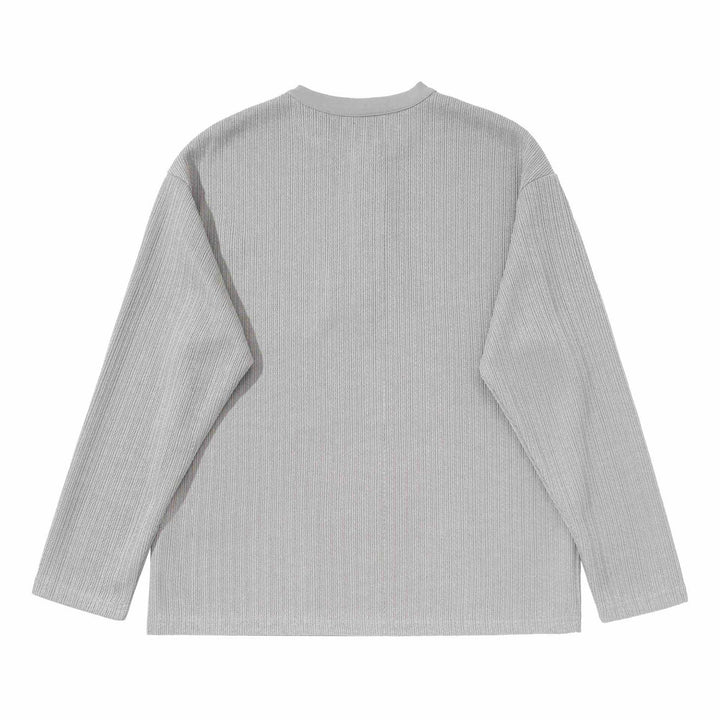 Unisex Structured Waffle Henley Shirt with Straight Hem and Oversized Silhouette Mune Fashion