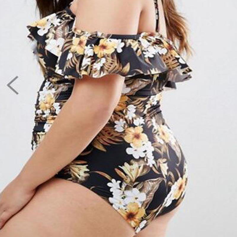 Women's Off-Shoulder One-Piece Swimsuit with Ruffle Details Mune Fashion