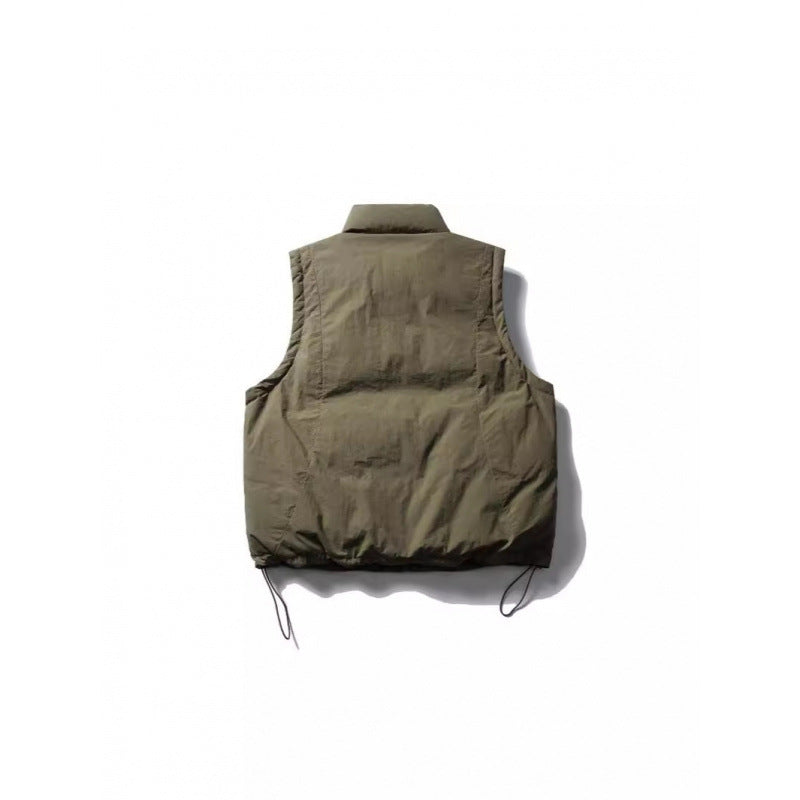Ladies Lightly Padded Sleeveless Stand Collar Vest with Drawstring Hem Mune Fashion