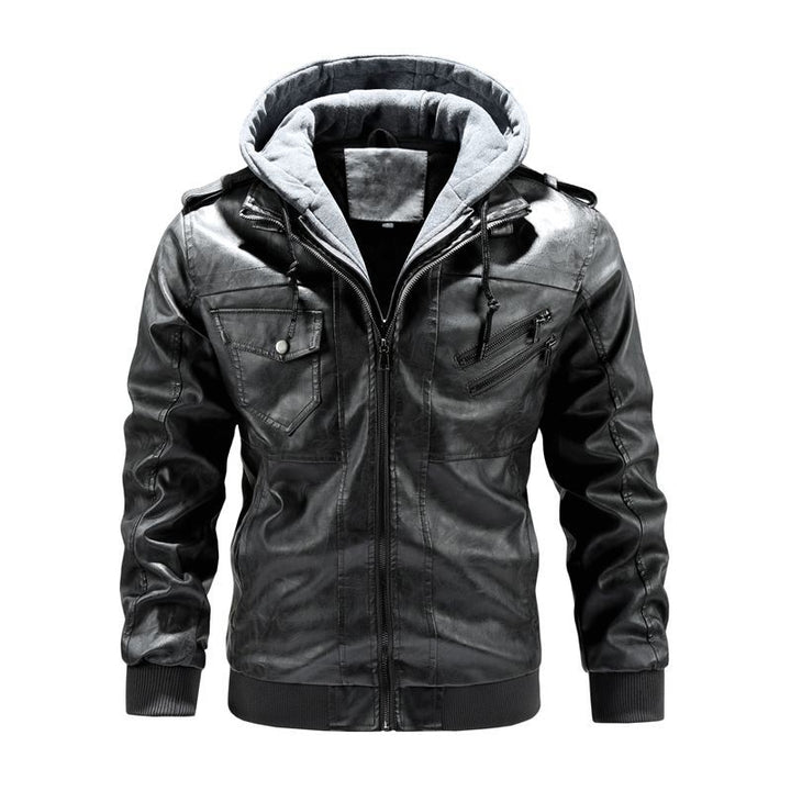Men's Trendy Leather Jacket with Hood Mune Fashion