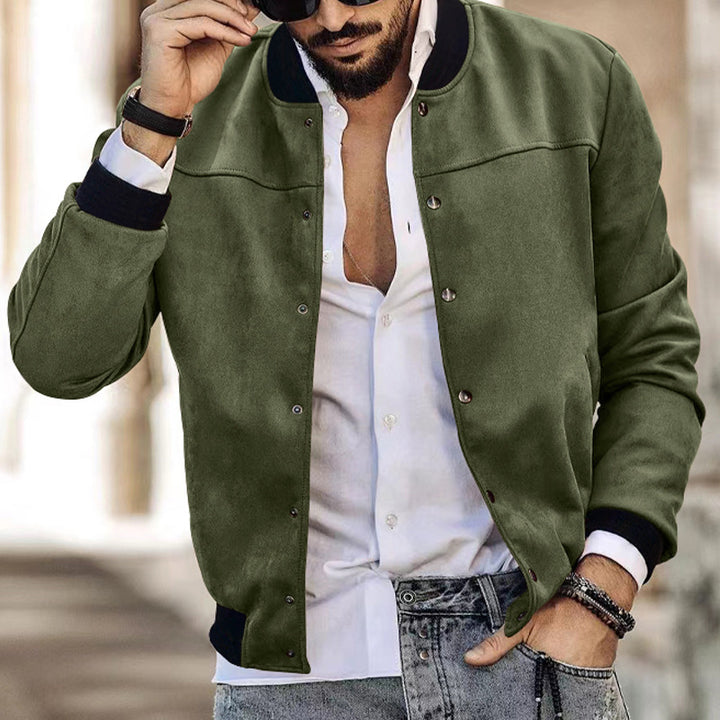 Men's bomber jacket in suede look with snap button closure and arm pocket Mune Fashion