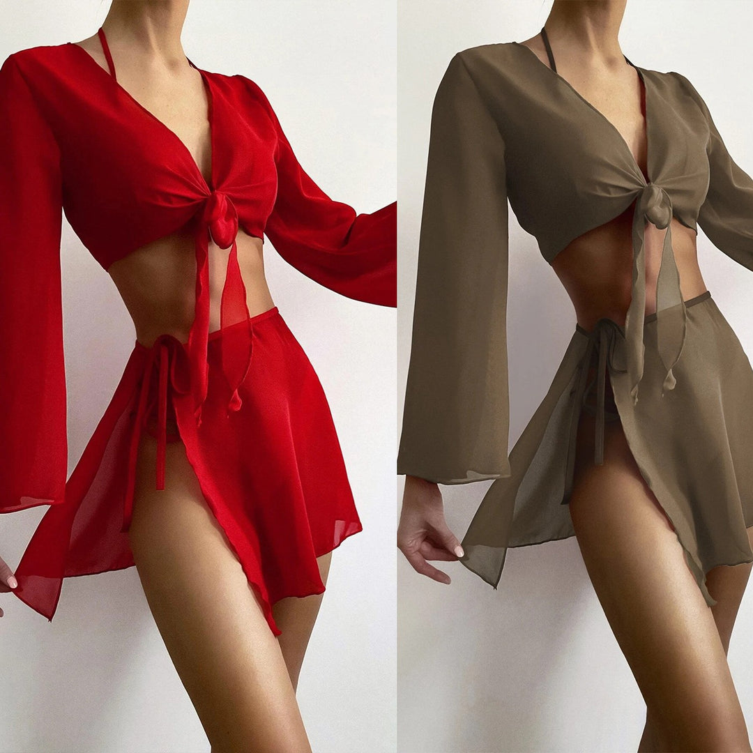 Women Cotton Beach Set with Casual Wrap Design Mune Fashion