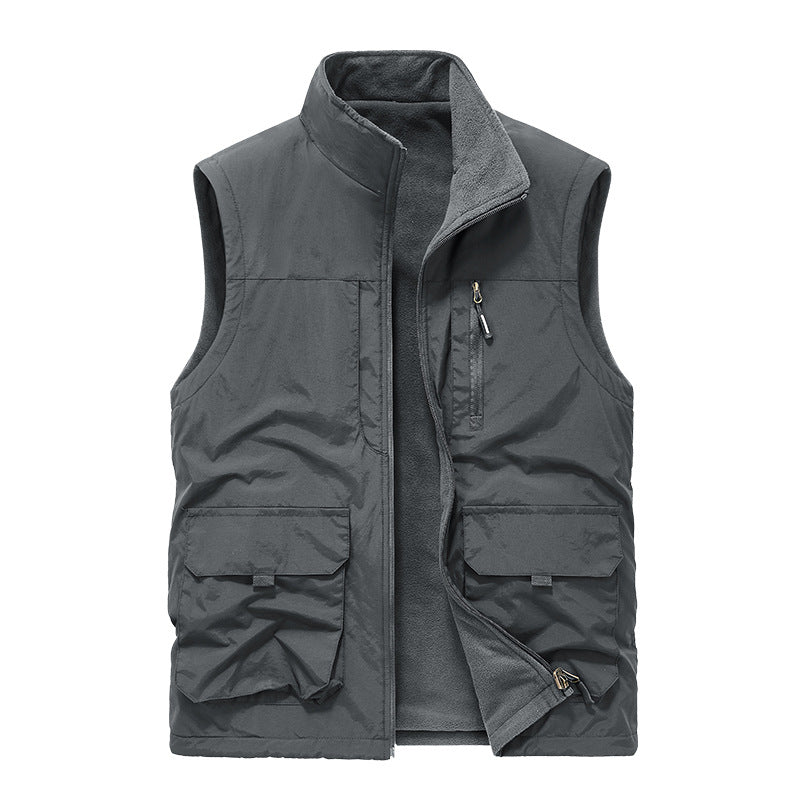 Men's utility fleece vest with wind-resistant nylon outer layer Mune Fashion