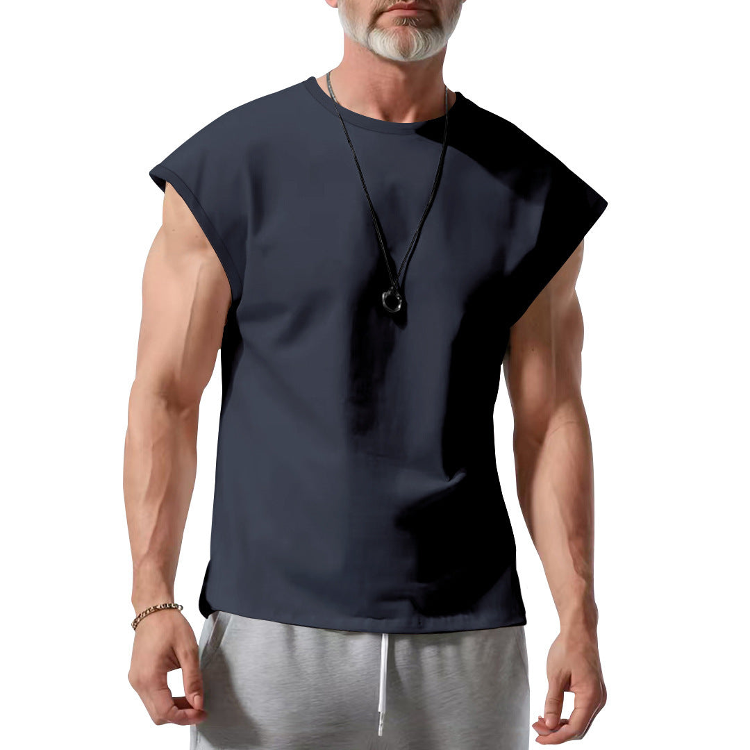 Men's cropped athletic tank top with wide arm openings and round neckline Mune Fashion