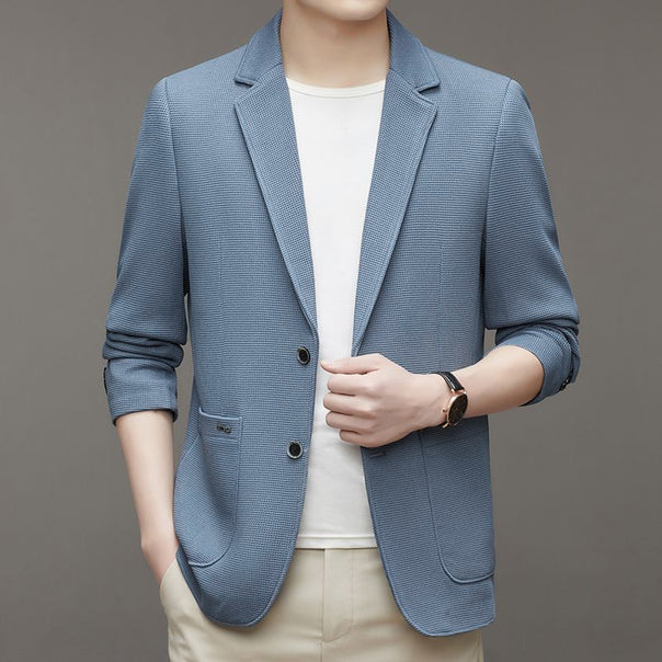 Men's Unstructured Leisure Blazer in Waffle Knit with Patch Pockets Mune Fashion