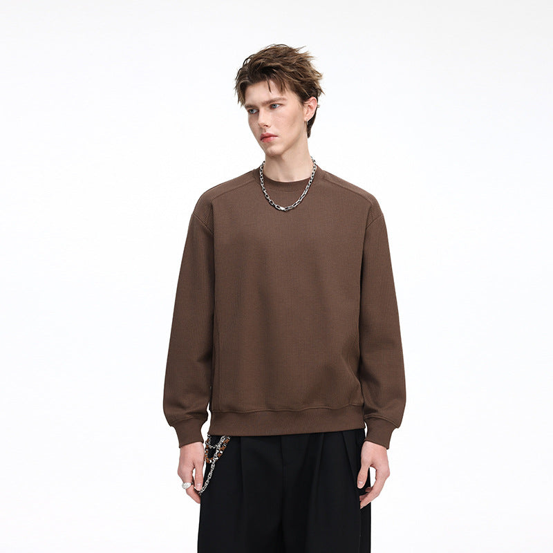 Men's Ribbed Structure Sweatshirt Pullover with Drop Shoulder and Relaxed Fit Mune Fashion