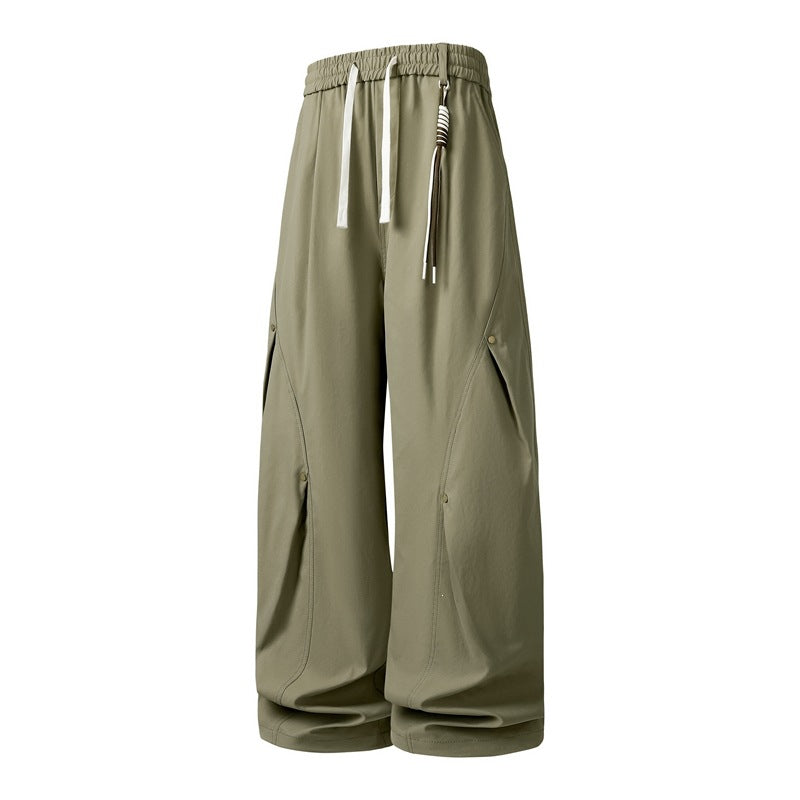 Women's Extravagant Wide Cargo Pants with Drawstring Waistband, Large Flap Pockets and Gathered Hem Mune Fashion