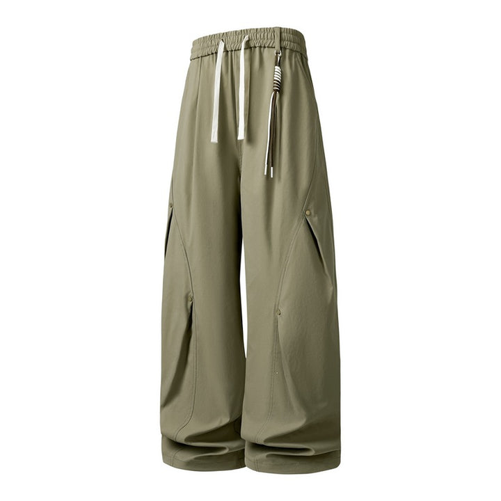 Women's Extravagant Wide Cargo Pants with Drawstring Waistband, Large Flap Pockets and Gathered Hem Mune Fashion