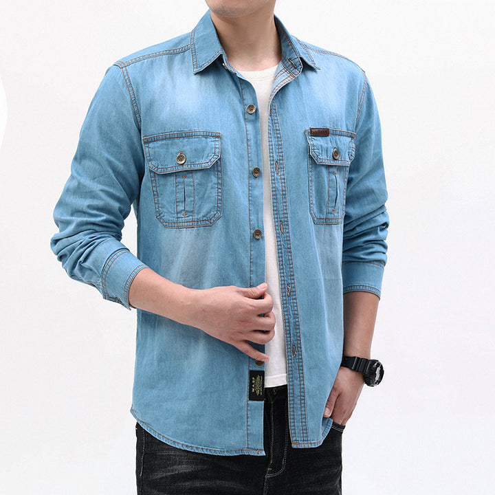Men's Denim Shirt Jacket with Utility Pockets Mune Fashion