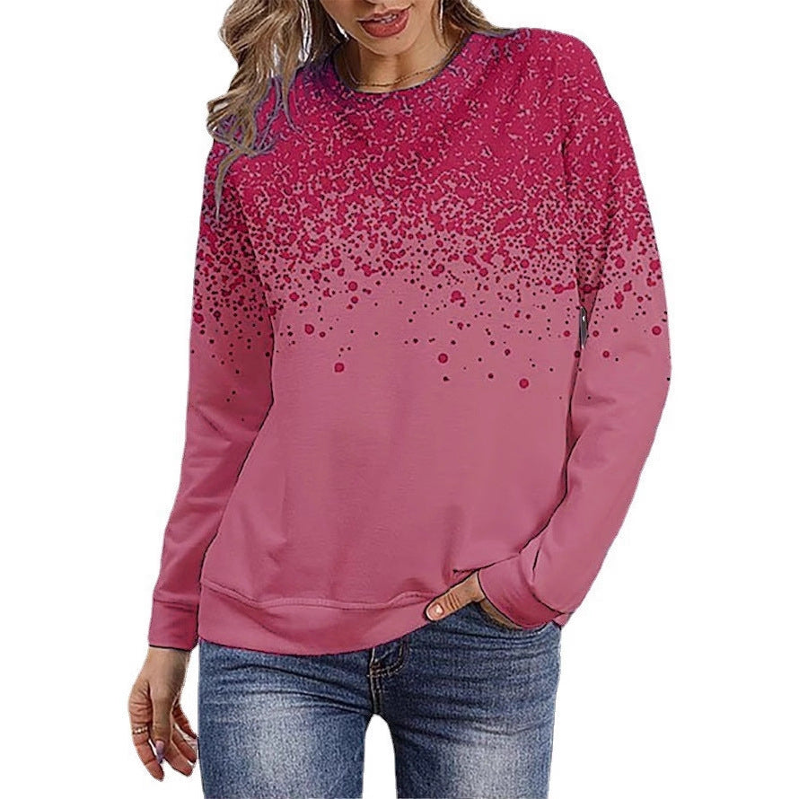 Women's sweatshirt with gradient dot print and round neck Mune Fashion