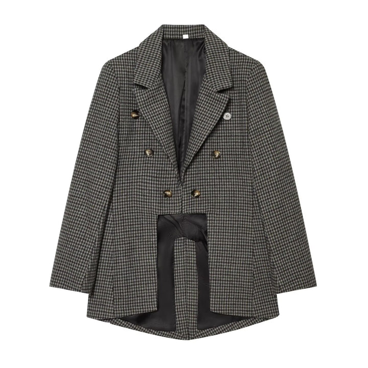 Women's Double-Breasted Oversized Blazer with Satin Lining and Extended Hem Mune Fashion