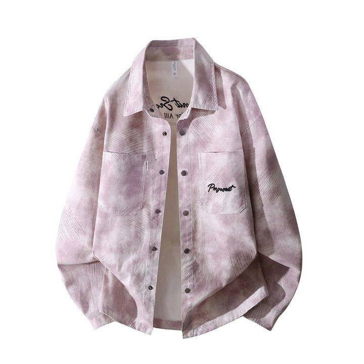 Men's oversized shirt jacket in washed batik look with snap button front & applied chest pockets Mune Fashion