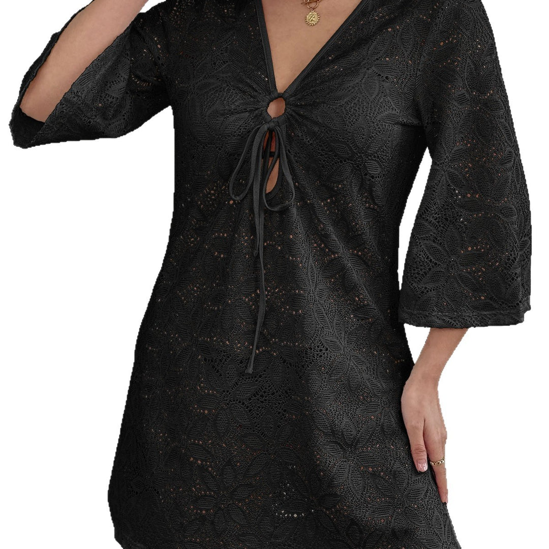 Women’s Crochet Beach Dress with Deep V-Neck Mune Fashion