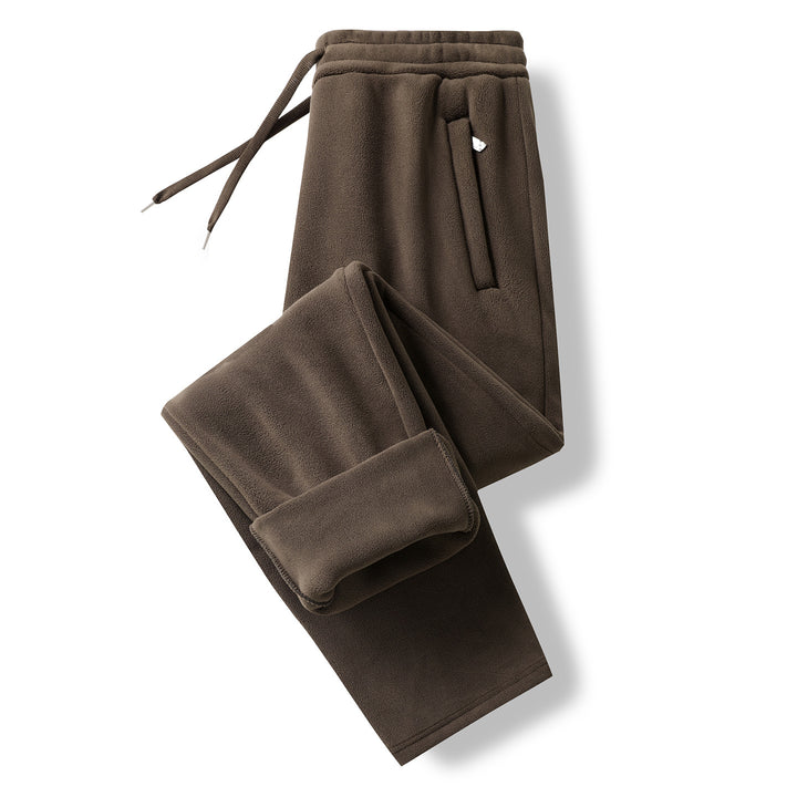 Men's Thermo-Fleece Jogging Pants with Brushed Inner Side and Drawstring Waistband