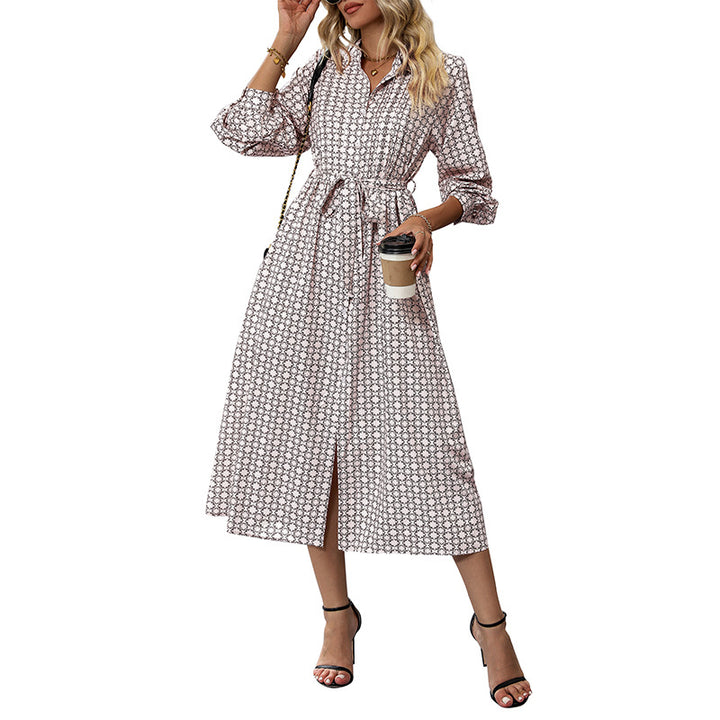 Women Long Sleeve Dress with Belt Detail Mune Fashion