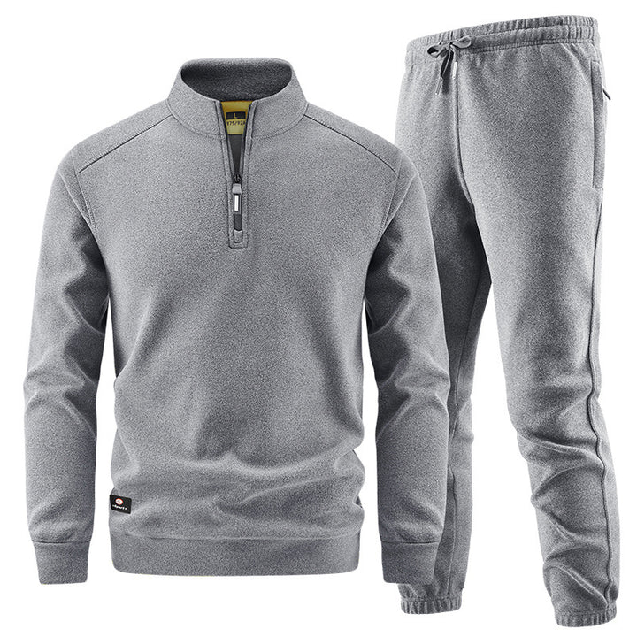 Men's Fleece Training Set with Stand-up Collar and Elastic Waistband Mune Fashion