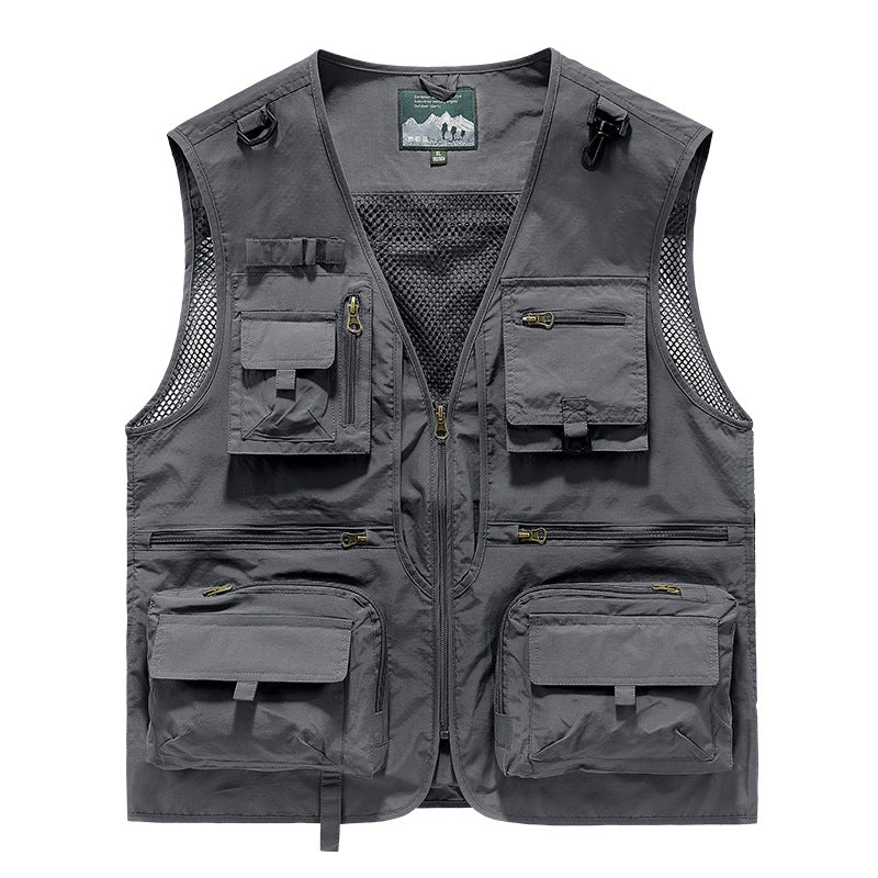 Men's nan multifunctional fishing vest with mesh back, versatile zip and flap pockets Mune Fashion