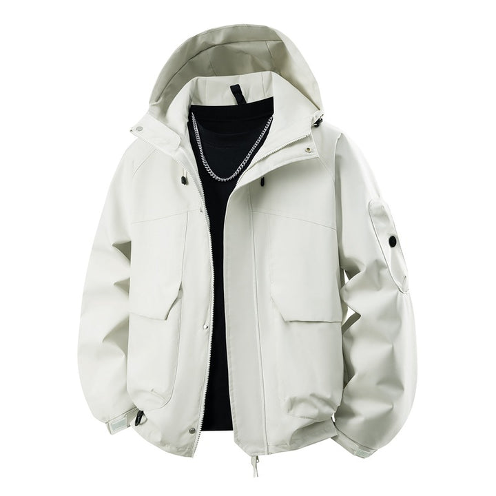 Men's waterproof hooded outdoor jacket with windproof membrane, adjustable hem, and multifunctional pockets Mune Fashion
