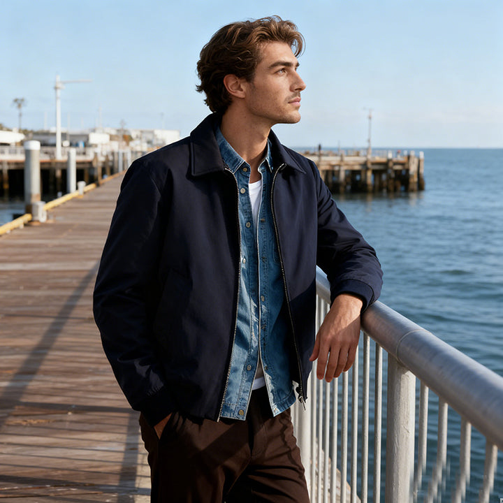 Men's Harrington jacket with zipper, lightly padded and ribbed cuffs Mune Fashion