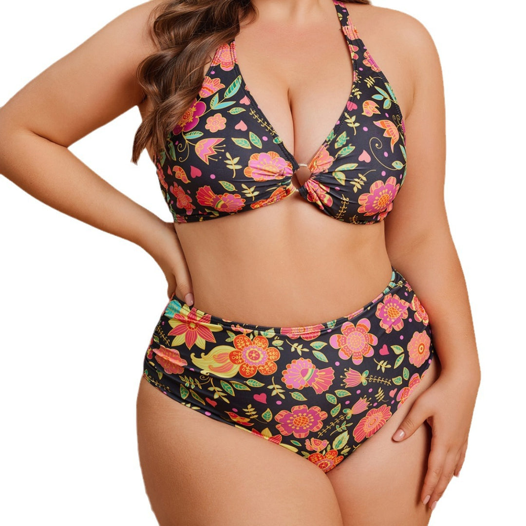 Women's High Waisted Bikini Set with Floral Pattern Mune Fashion
