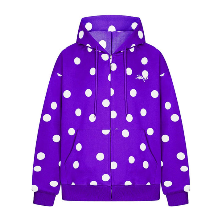 Women's hooded sweat jacket with full zip, oversized cut and polka dot print Mune Fashion