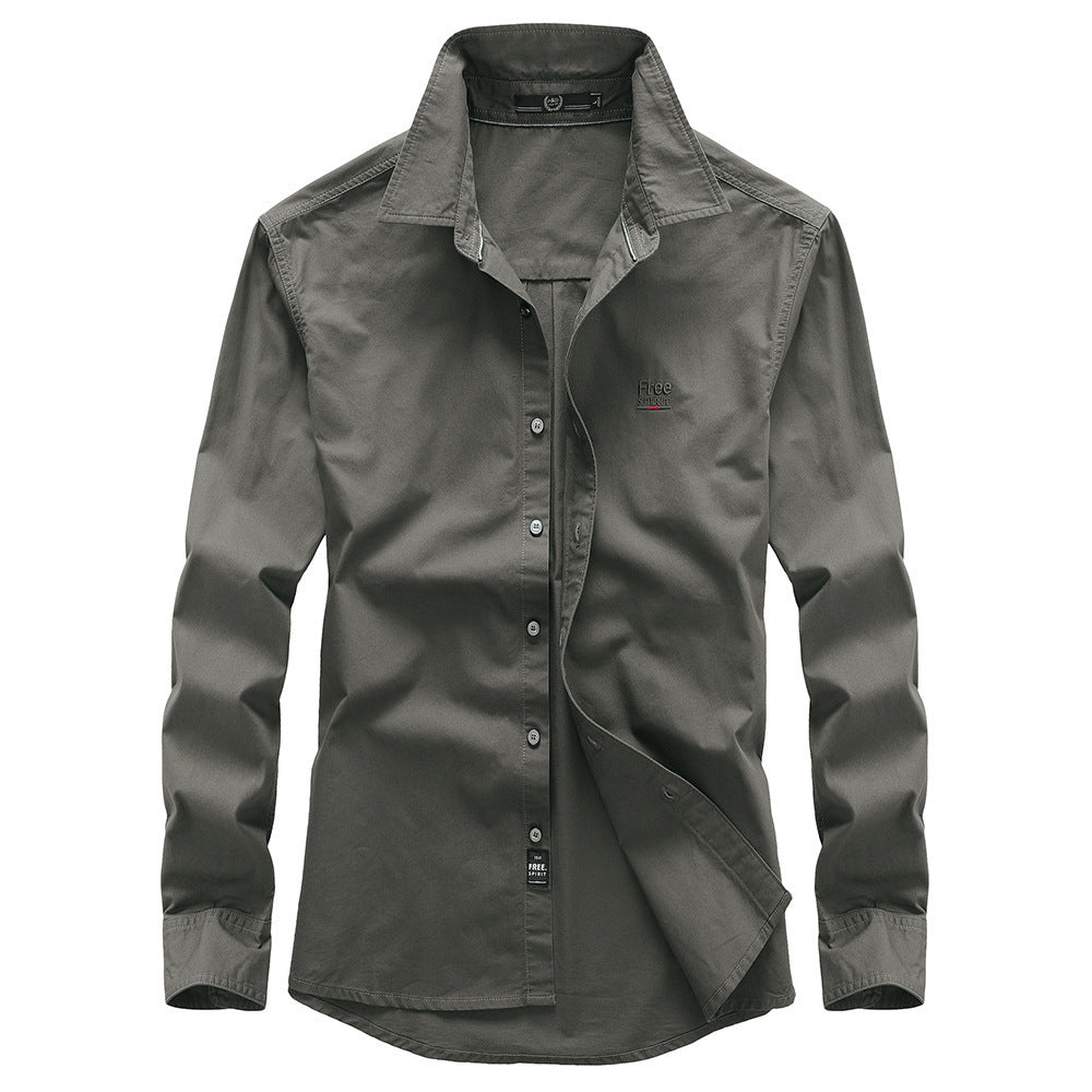 Men's Cotton Shirt Slim-Fit with Kent Collar and Hidden Button Placket Mune Fashion