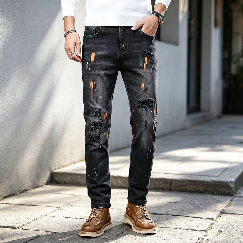Men's Fashion Ripped Jeans with Color Details Mune Fashion