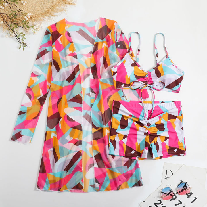 Women’s bikini set with floral top and airy wrap jacket Mune Fashion