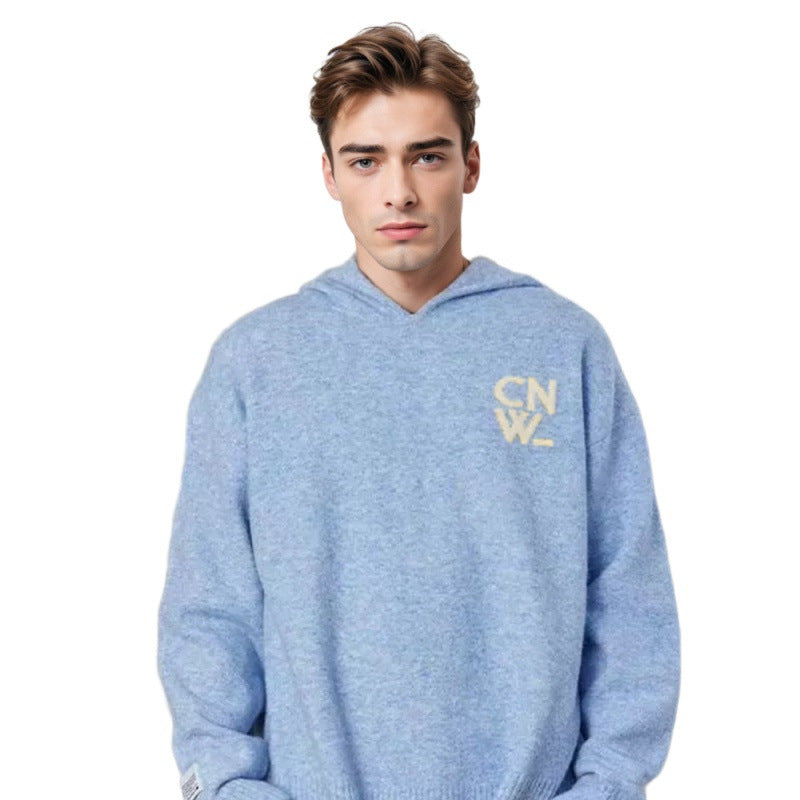 Unisex Oversized Hoodie with V-Neck made of Fine Knit and Logo Embroidery Mune Fashion