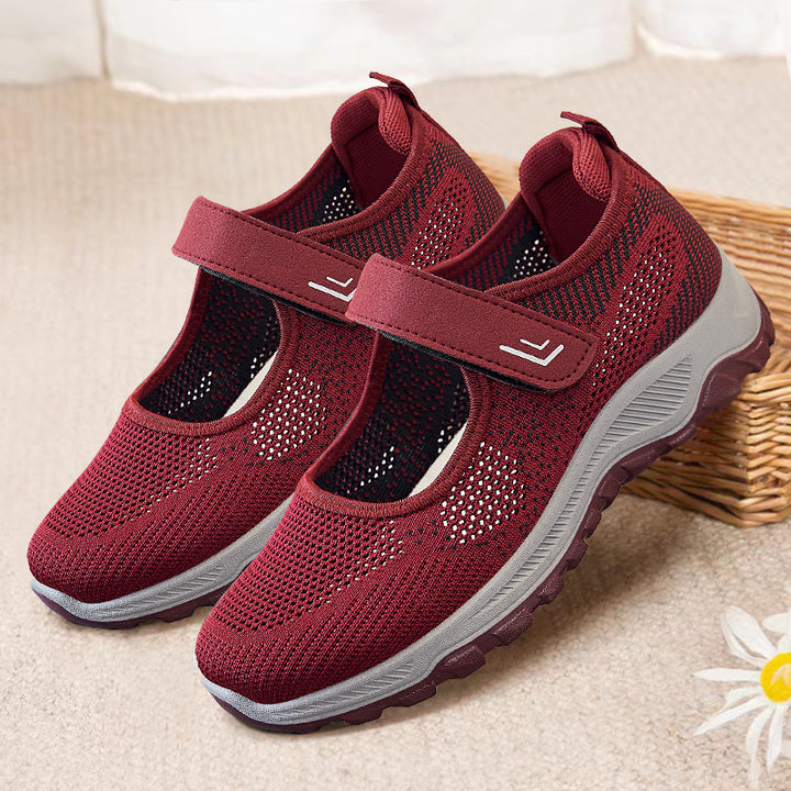 Women's knitted Mary Jane sneakers with Velcro fastener, breathable upper material and cushioning profile sole Mune Fashion