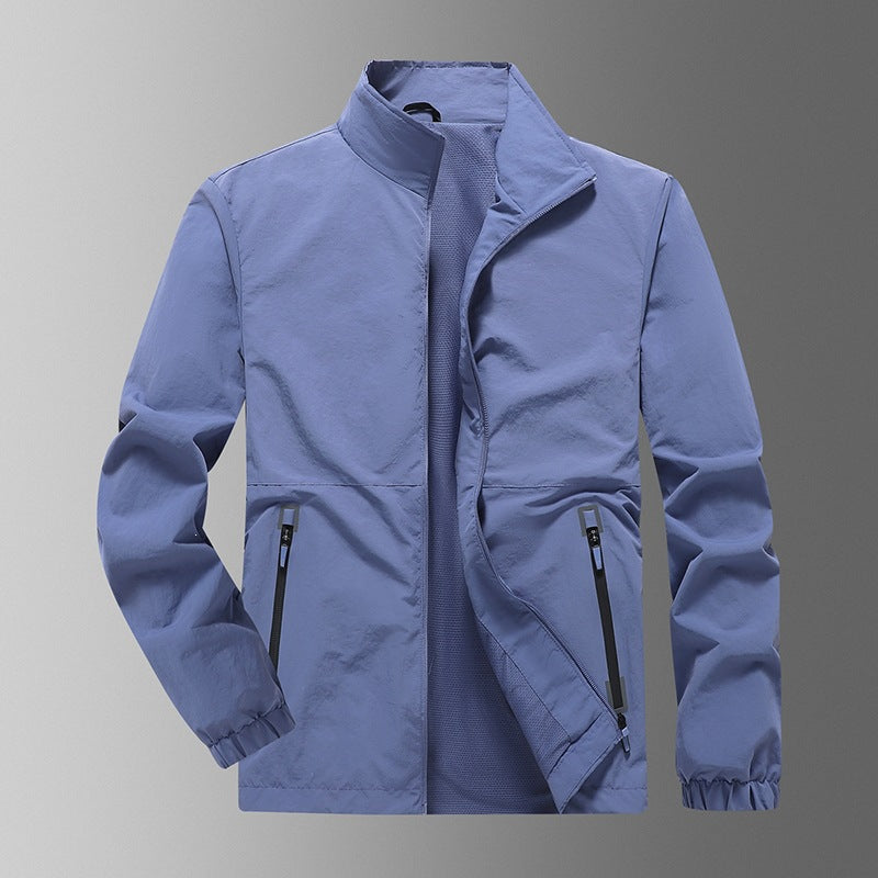 Men's Lightweight Wind Jacket with High Collar Mune Fashion