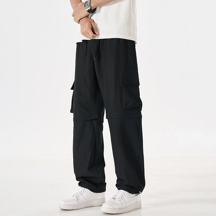 Men's convertible cargo zip pants with removable thighs, oversized flap pockets, and elastic drawstring waistband Mune Fashion