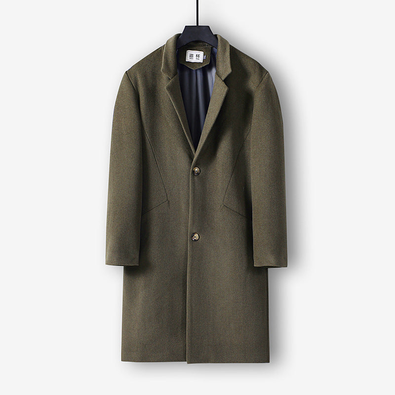 Men's mid-length single-breasted wool coat with narrow lapels and two buttons Mune Fashion