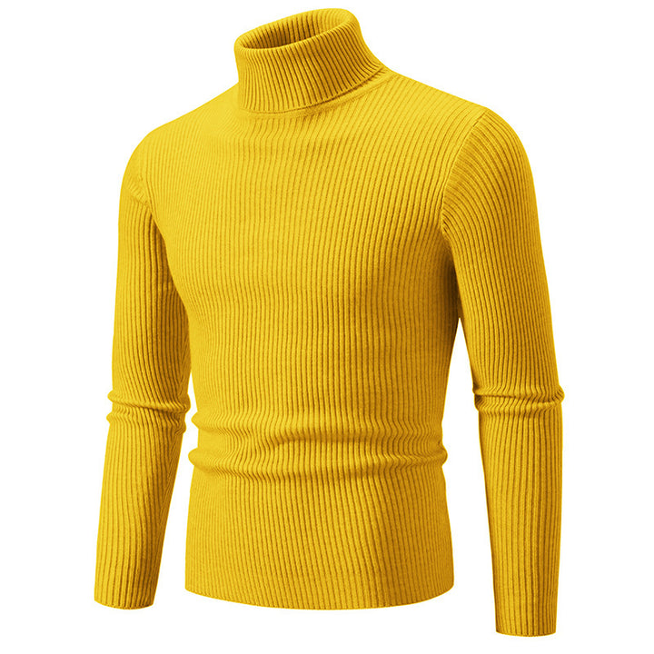 Men's narrow-fitting ribbed turtleneck sweater made of fine knit with stretch and thermoregulating wool blend Mune Fashion