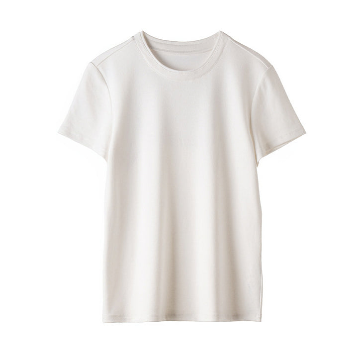 Women's fine ribbed short sleeve T-shirt made of stretchy cotton-modal with round neck Mune Fashion