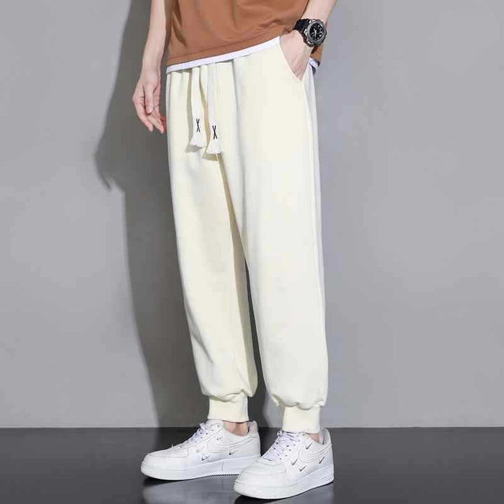 Men's Relaxed Sweatpants with Drop Crotch, Drawstring, and Ribbed Cuffs Mune Fashion