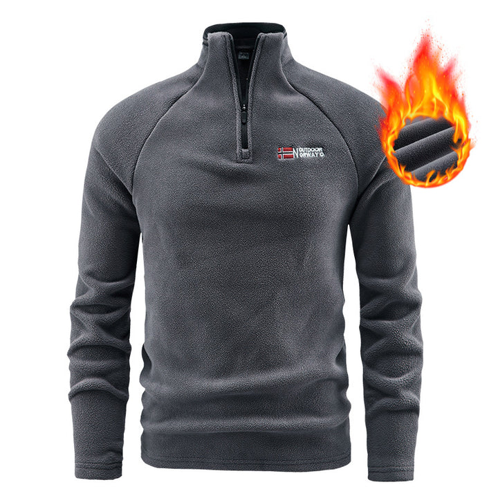 Men's Fleece Half-Zip Pullover with Stand-Up Collar and Breathable Thermofleece Mune Fashion