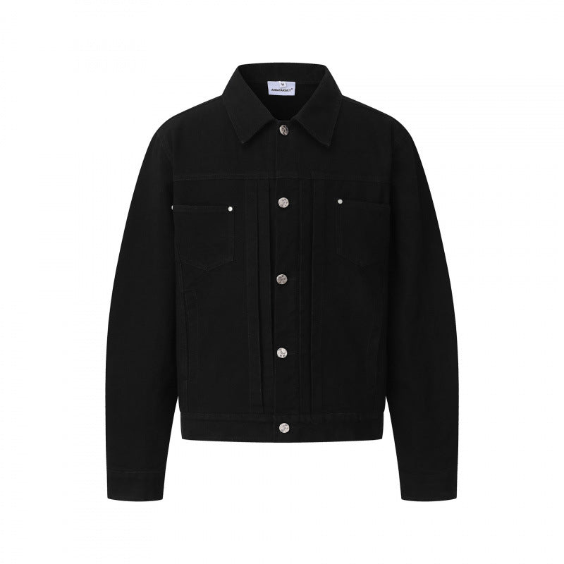 Unisex Boxy Denim Jacket in Worker Look with Metal Button Placket and Chest Pockets Mune Fashion