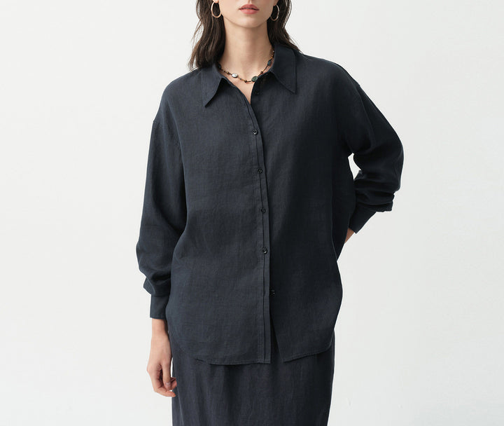 Ladies Airy Linen Blouse Mune Fashion