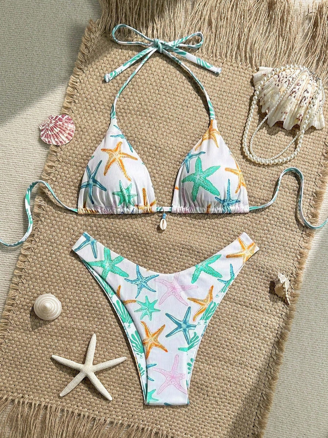 Women's triangle bikini with maritime star pattern Mune Fashion