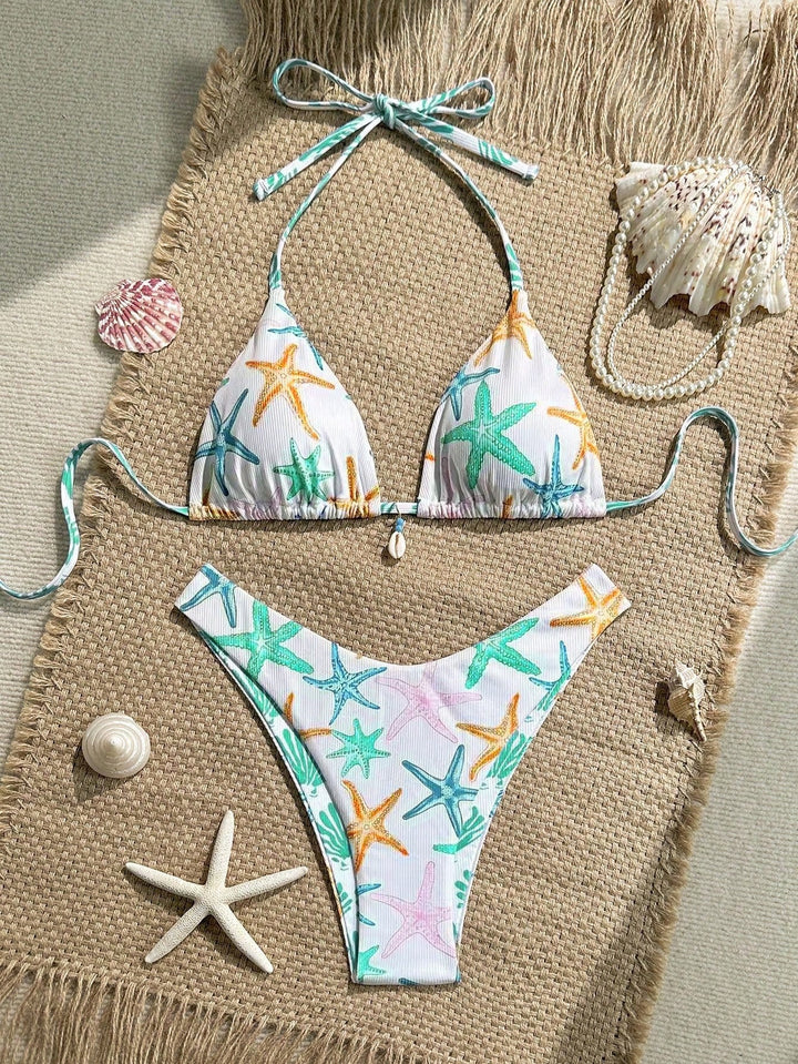 Women's triangle bikini with maritime star pattern Mune Fashion