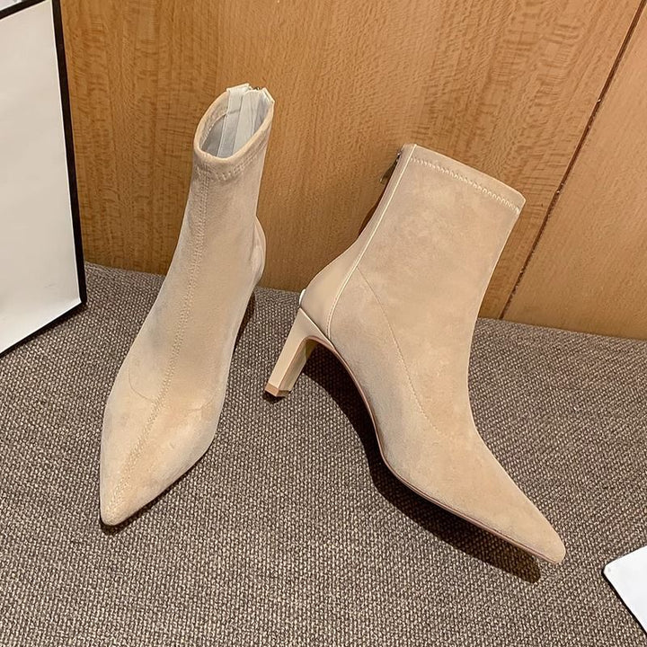 Women’s Stretch Ankle Boots with narrow toe and sculpted block heel Mune Fashion