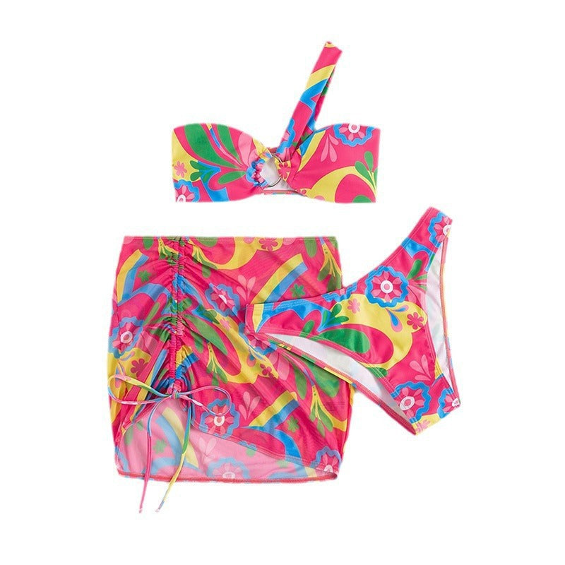 Women's bikini set with floral design and ruffled skirt Mune Fashion