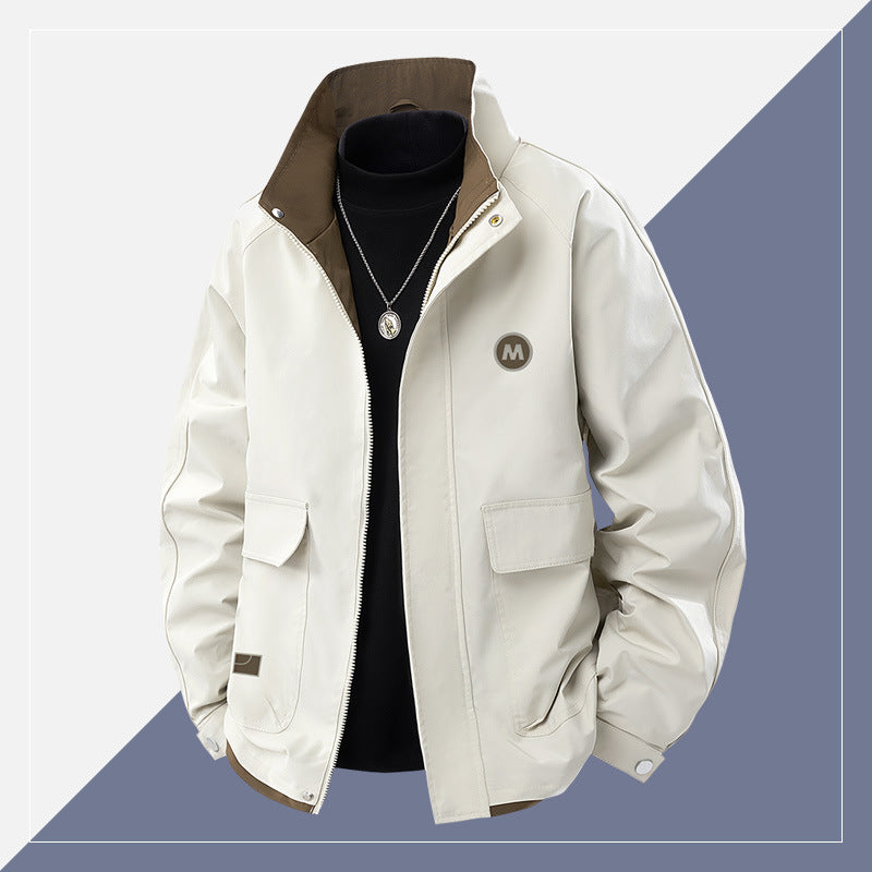 Men's Light Urban Blouson with High Stand-Up Collar, Contrast Lining and Flap Pockets Mune Fashion