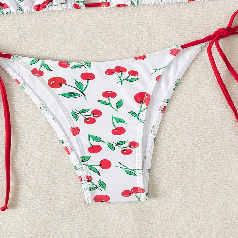 Women Triangle Bikini with fruity pattern and adjustable ties Mune Fashion