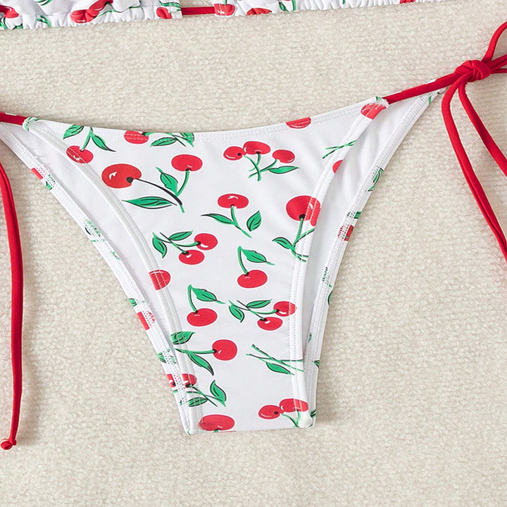 Women Triangle Bikini with fruity pattern and adjustable ties Mune Fashion