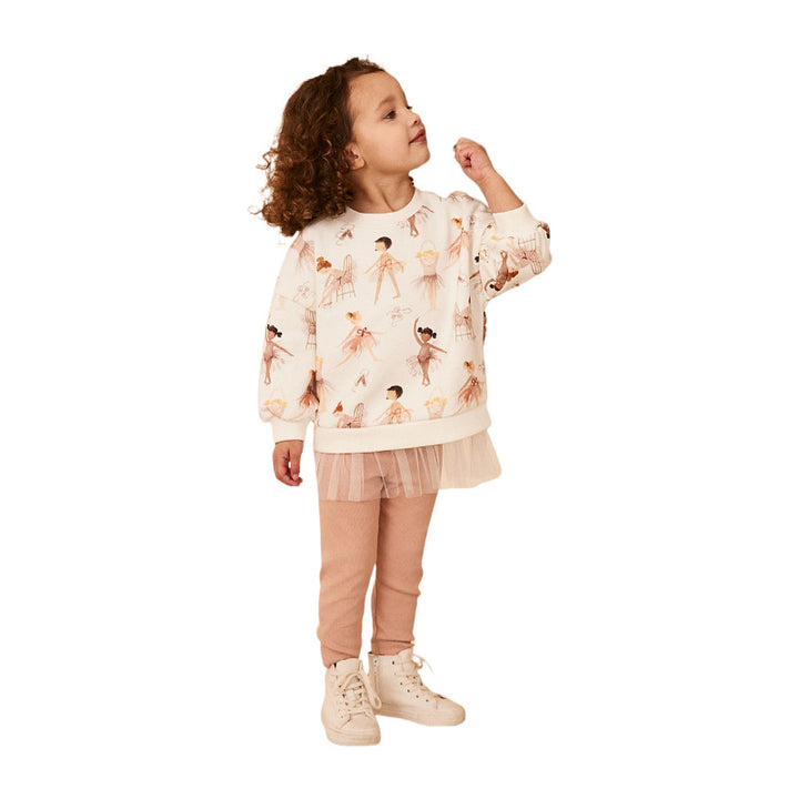 Girls sweatshirt dress with playful ballet motif and tulle skirt Mune Fashion