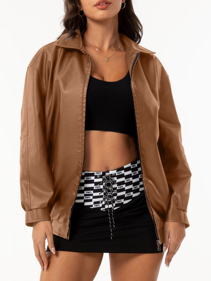 Women nan light satin bomber jacket with zipper and loose fit Mune Fashion